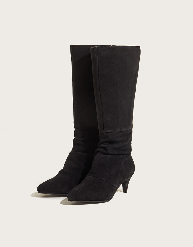 Long Slouch Suede Boots, Black (BLACK), large