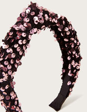 Sequin Velvet Knotted Headband, , large
