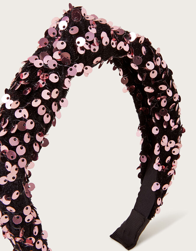 Sequin Velvet Knotted Headband, , large