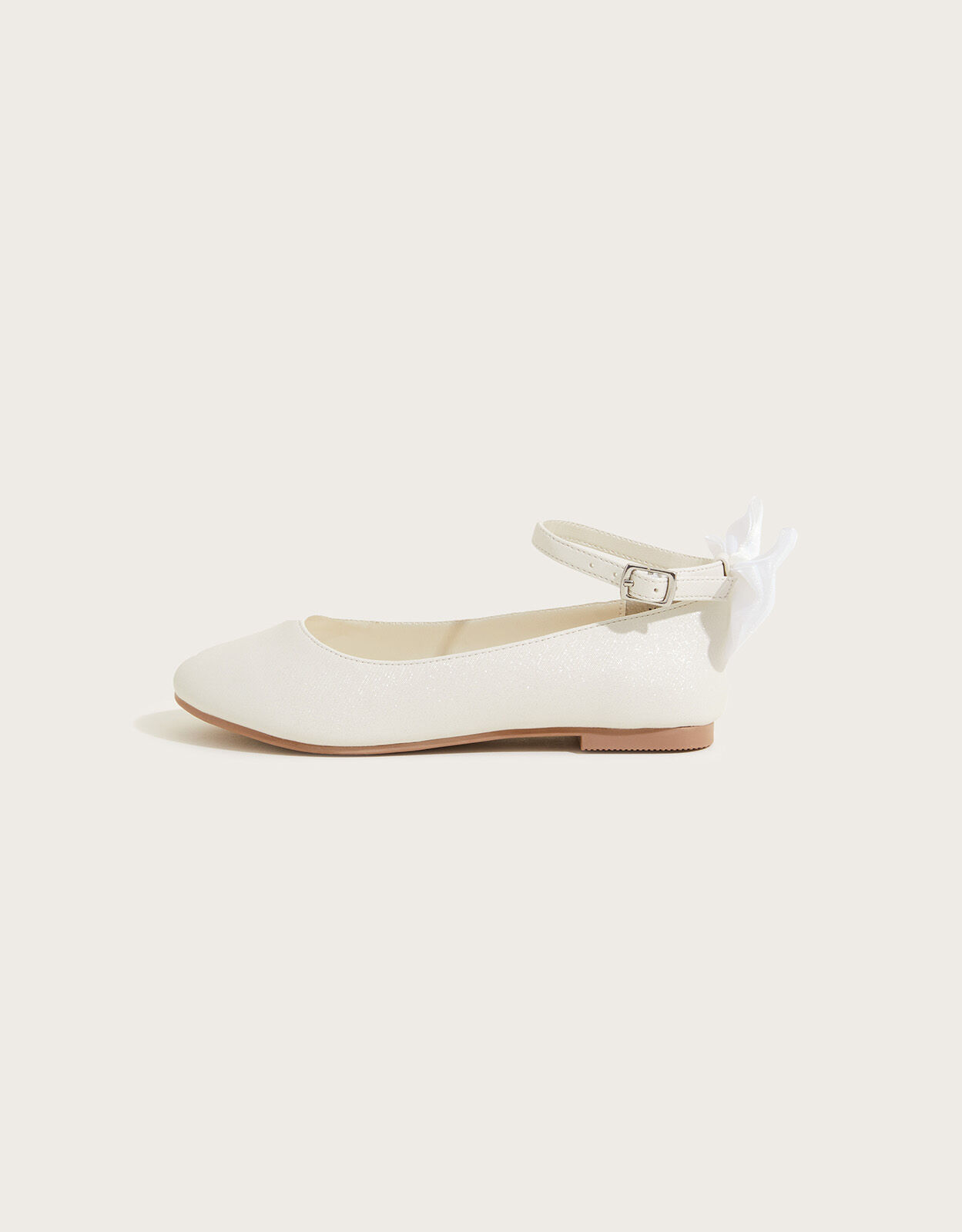 Organza Bow Ballerina Flats Ivory