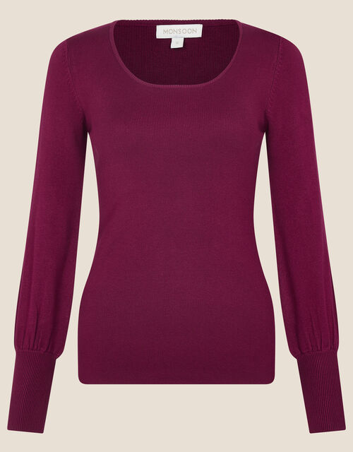 Scoop Neck Jumper, Red (BERRY), large