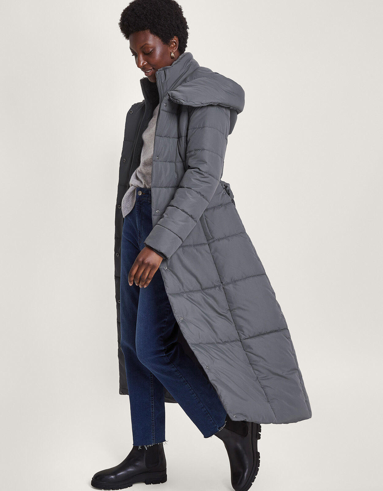 Grey padded coat women's online