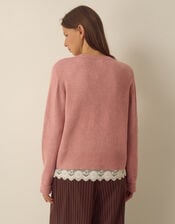 Lula Lace Trim Cardigan, Pink (BLUSH), large