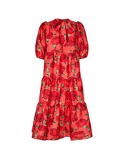Crās Floral Tiered Dress, Red (RED), large