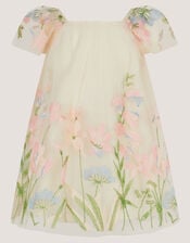 Baby Bryony Floral Embroidered Party Dress, White (WARM IVORY), large