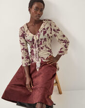 Bora Floral Ruffle Top, Natural (NATURAL), large