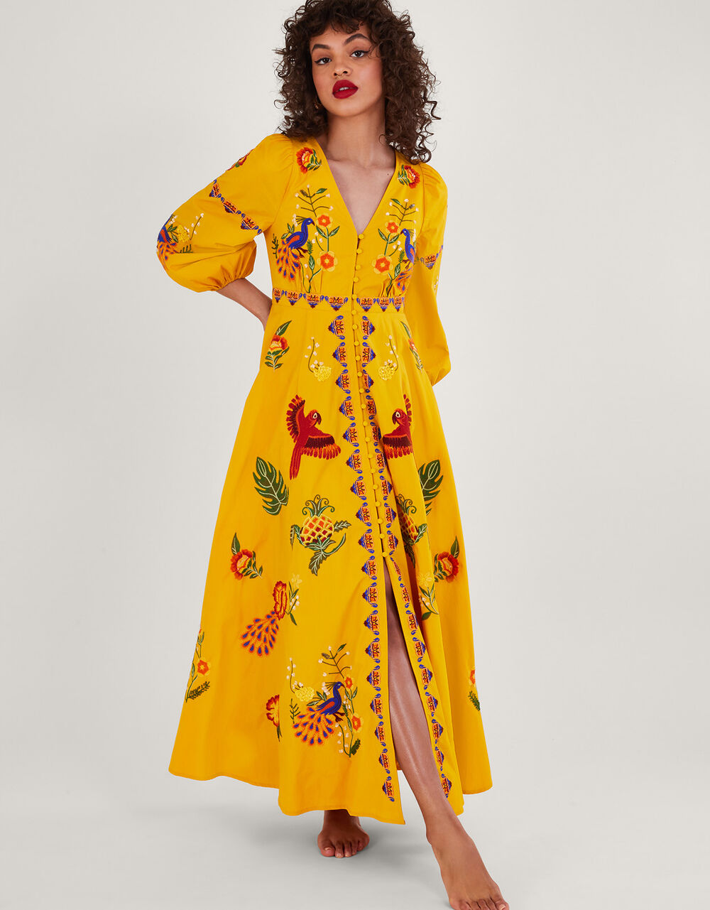 Carrie HandEmbellished Maxi Dress Yellow Occasion Dresses Monsoon UK.