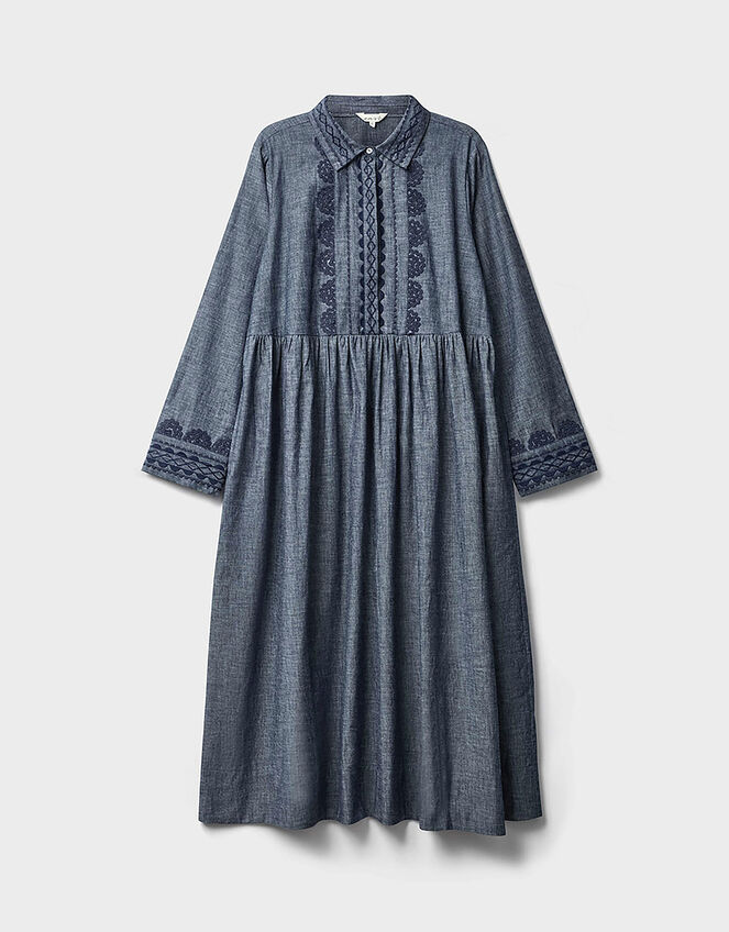 East Shreya Chambray Cotton Shirt Dress, Blue (BLUE), large