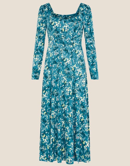 Amanza Ditsy Floral Jersey Dress, Teal (TEAL), large