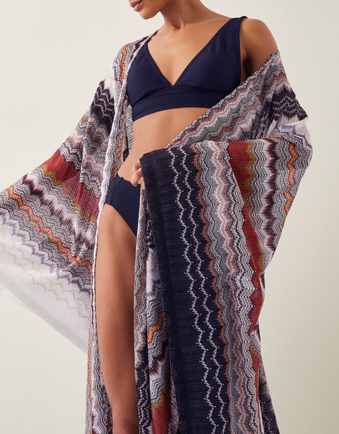 Ava Zigzag Stripe Beach Cover-Up, Natural (NEUTRAL), large