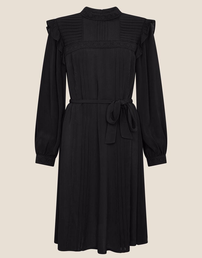 Victoriana Lace Trim Dress, Black (BLACK), large