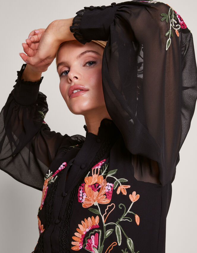 Matilda Embroidered Blouse, Black (BLACK), large