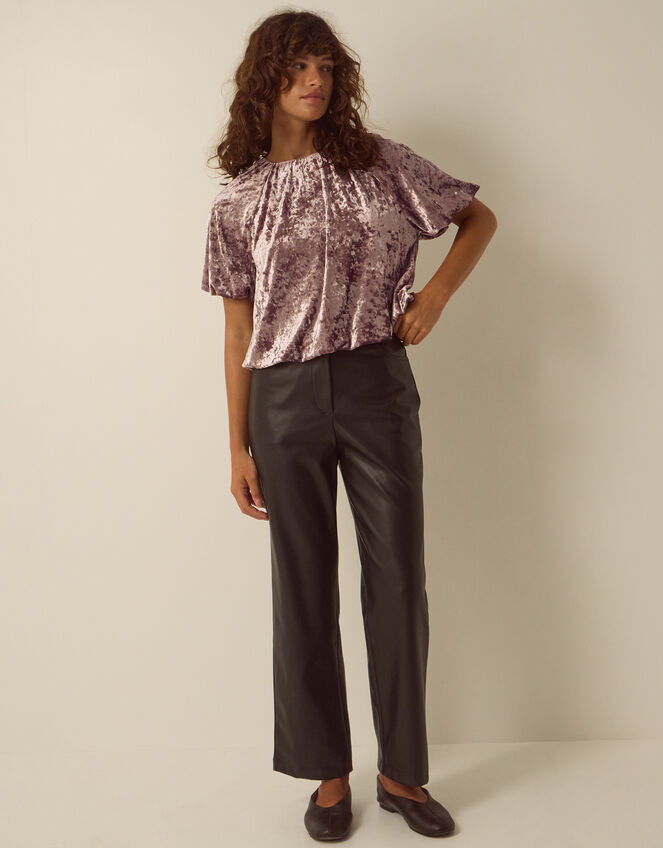 Breeda Bubble Hem Crushed Velvet Top, Mink (MINK), large