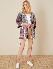 Quinn Printed Longline Jacket, Ivory (IVORY), large