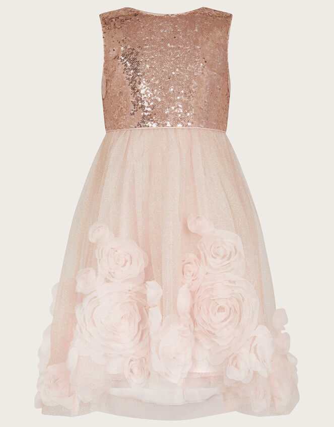 Arabella 3D Roses Dress, Pink (DUSKY PINK), large