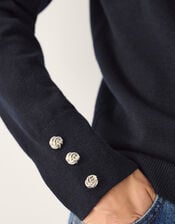 Nila Neck Tie Jumper, Blue (NAVY), large