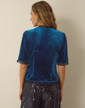 Vanessa V-Neck Velvet Top, Teal (TEAL), large