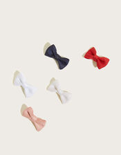 School Mini Bow Hair Clips 5 Pack, , large