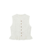 Maison Hotel Sandro Quilted Frill Waistcoat, Ivory (IVORY), large