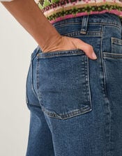 Tina Straight Turn Up Jeans, Blue (MID AUTHENTIC BLUE), large