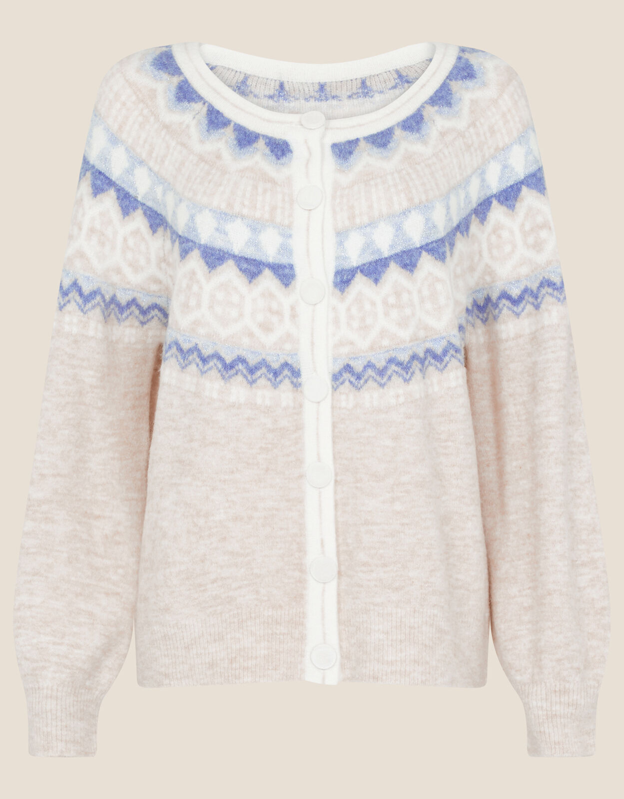 Fairisle Print Cardigan with Recycled 