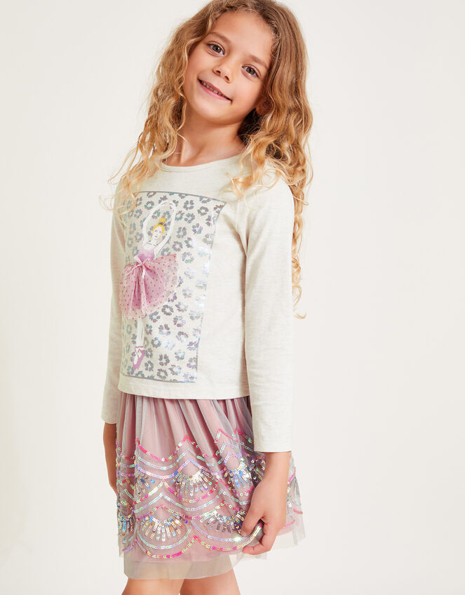 Ballerina Top and Sequin Skirt Set, Pink (PINK), large