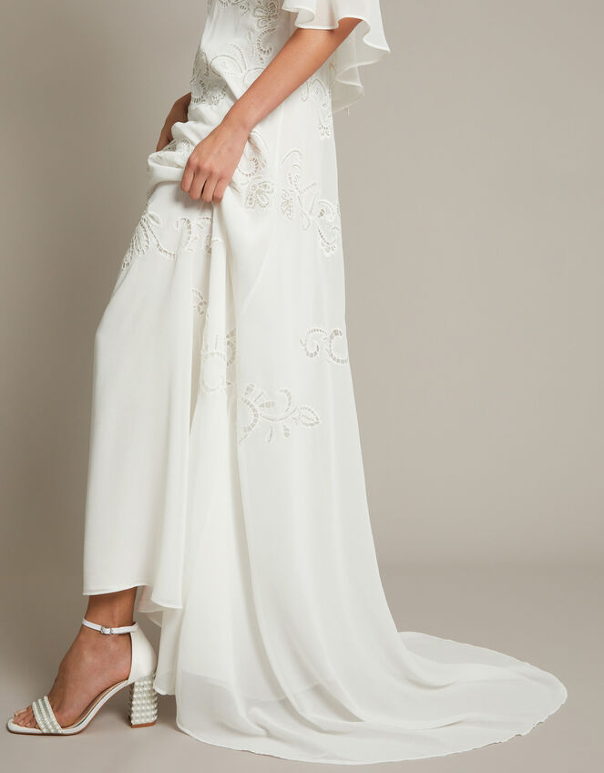 Cali Embellished Cape Sleeve Wedding Dress, Ivory (IVORY), large