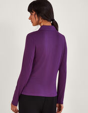 Ruched Jersey Shirt, Purple (PURPLE), large