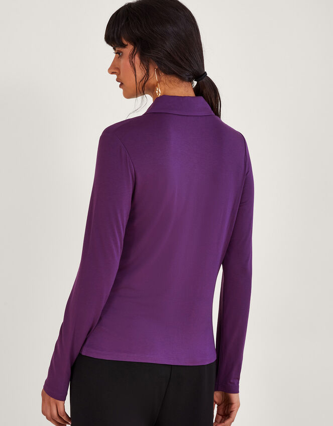 Ruched Jersey Shirt, Purple (PURPLE), large