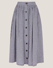Bea Gingham Button Midi Skirt, Blue (NAVY), large