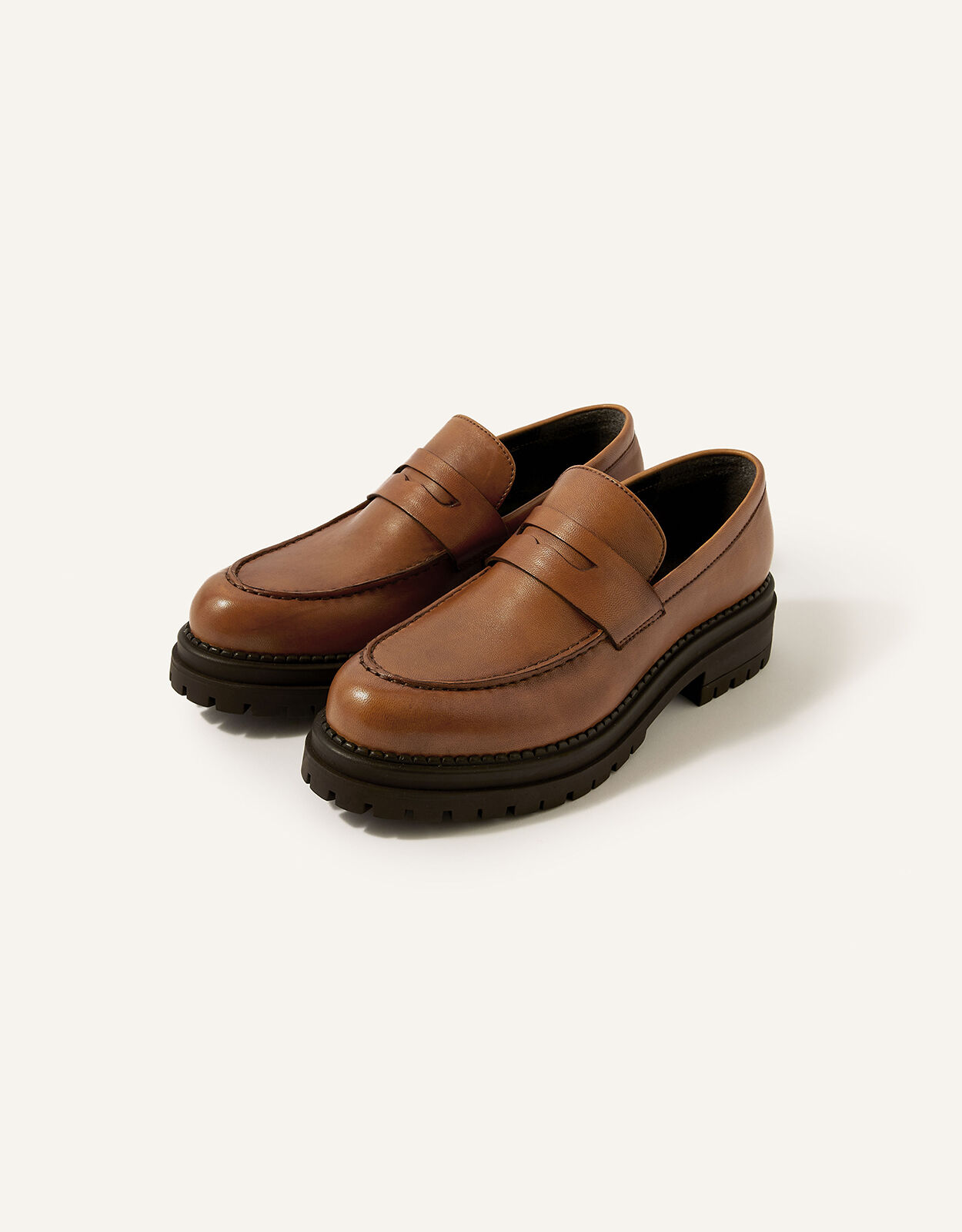 Chunky Leather Loafers Tan Women s Shoes Monsoon UK