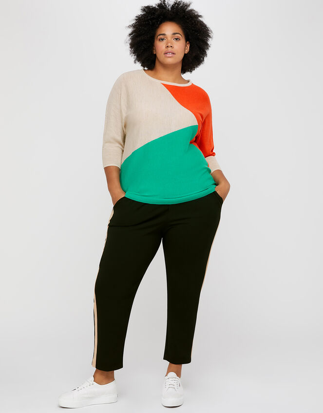 Cleo Colour-Block Jumper in Linen Blend, Multi (MULTI), large