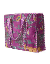 Conscious Yoga Collective Velvet Jungle Print Tote Bag, Purple (PURPLE), large