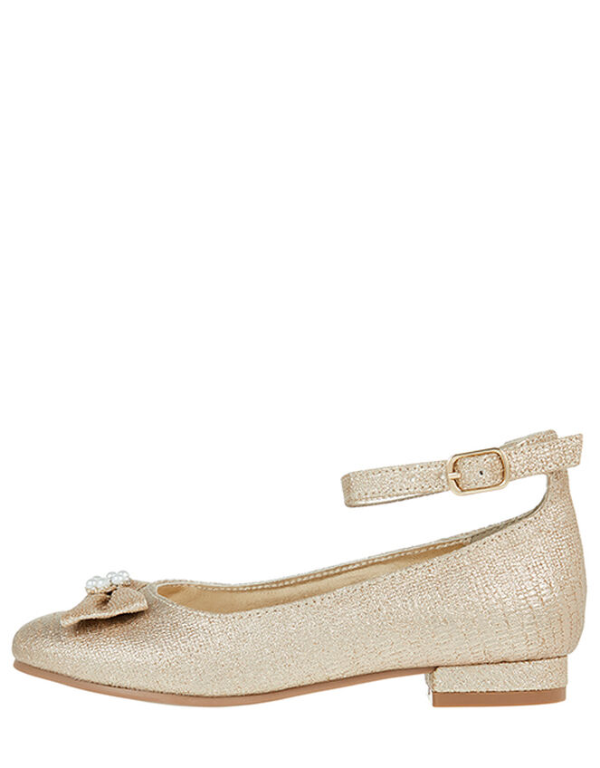 Rebecca Embellished Bow Shoes, Gold (GOLD), large