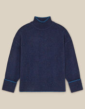 East Rana Funnel Neck Jumper, Blue (NAVY), large