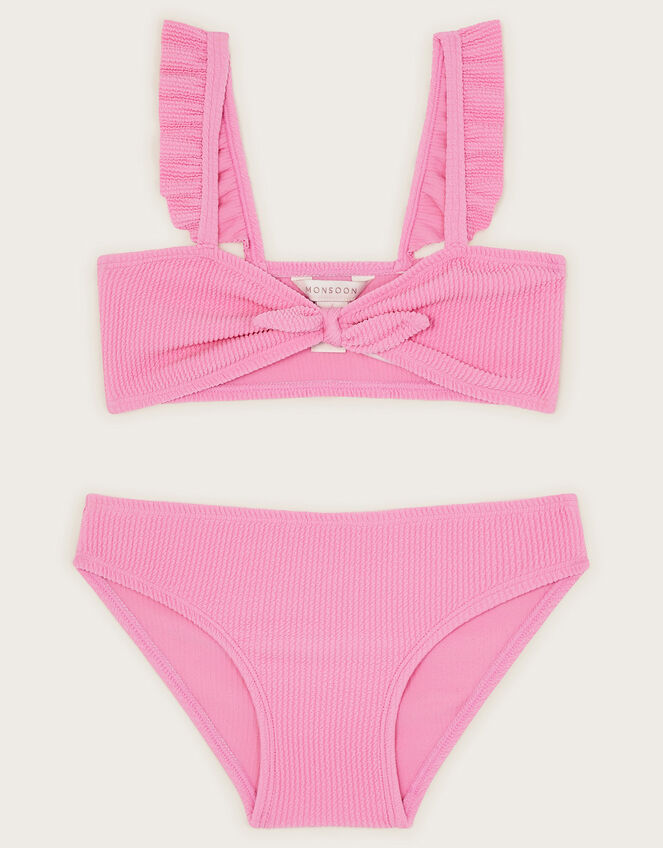 Texture Tie Front Bikini Set, Pink (PINK), large