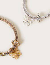 2-Pack Diamante Butterfly Tube Bracelets, , large
