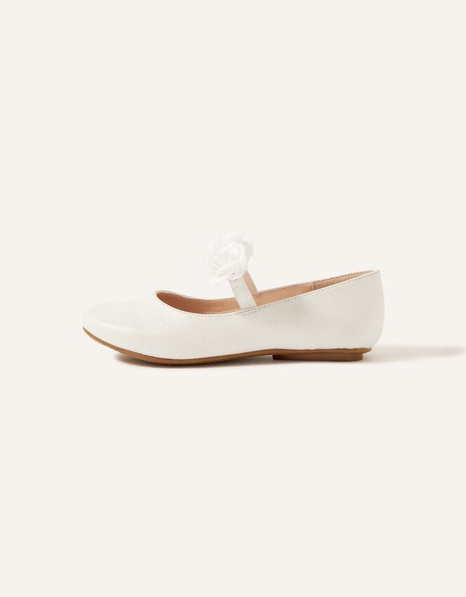 Shimmer Corsage Ballerina Flats, Ivory (IVORY), large