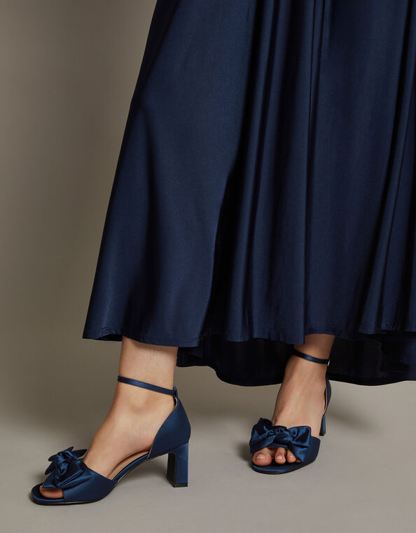 Tilda Satin Bow Heels, Blue (NAVY), large