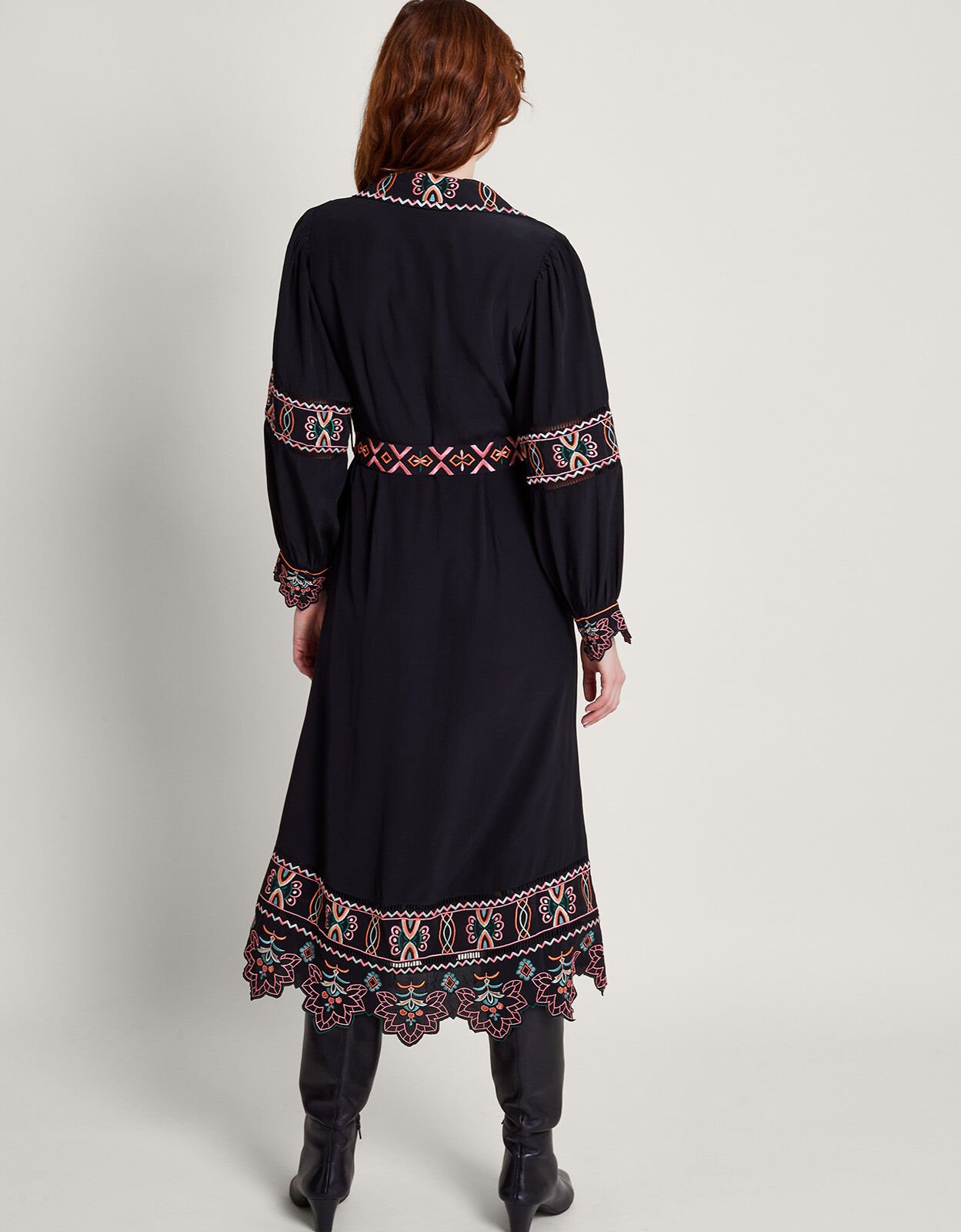 Black embroidered shop shirt dress