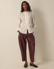 Dorothy Knot Button Lace Top, Cream (CREAM), large