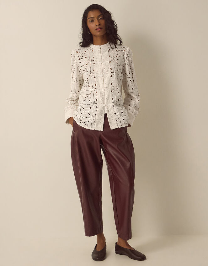 Dorothy Knot Button Lace Top, Cream (CREAM), large
