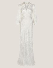 Grace Long Sleeve Satin Shirt Wedding Dress, Ivory (IVORY), large