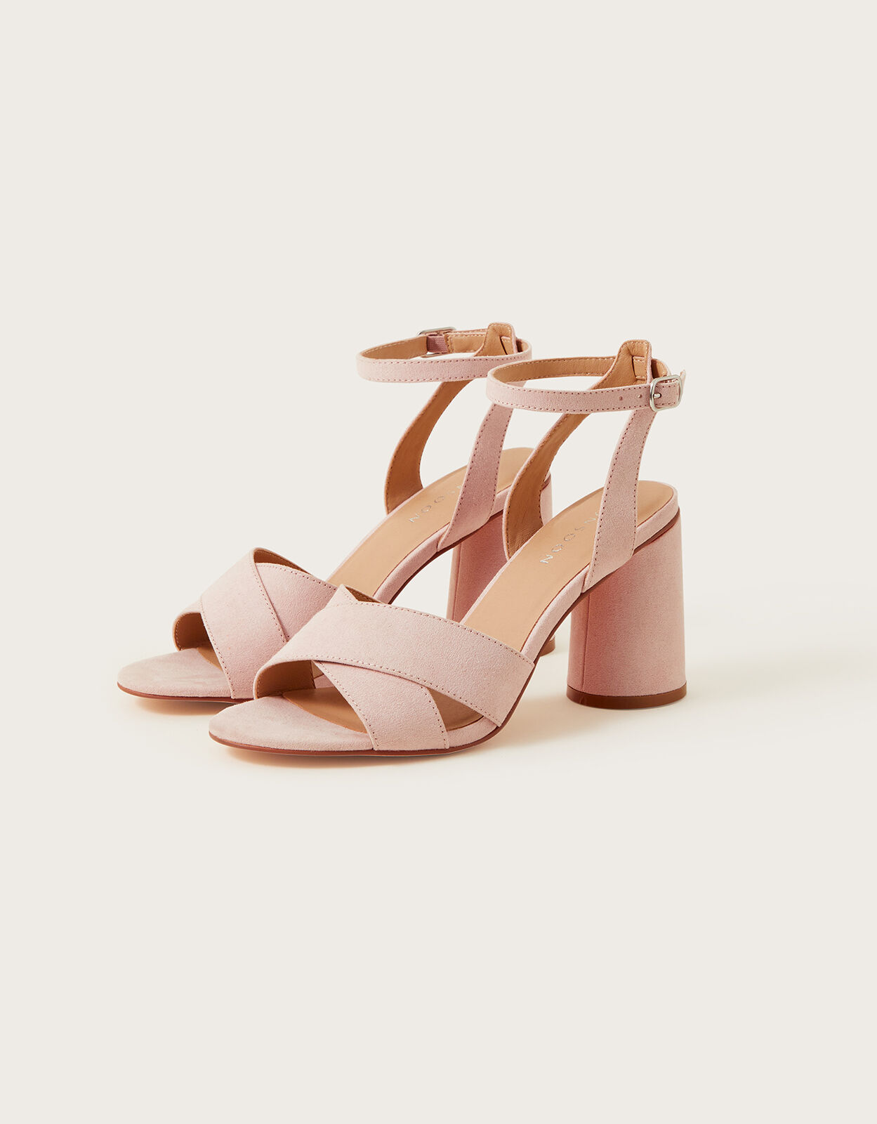 Suedette Block Heels Nude