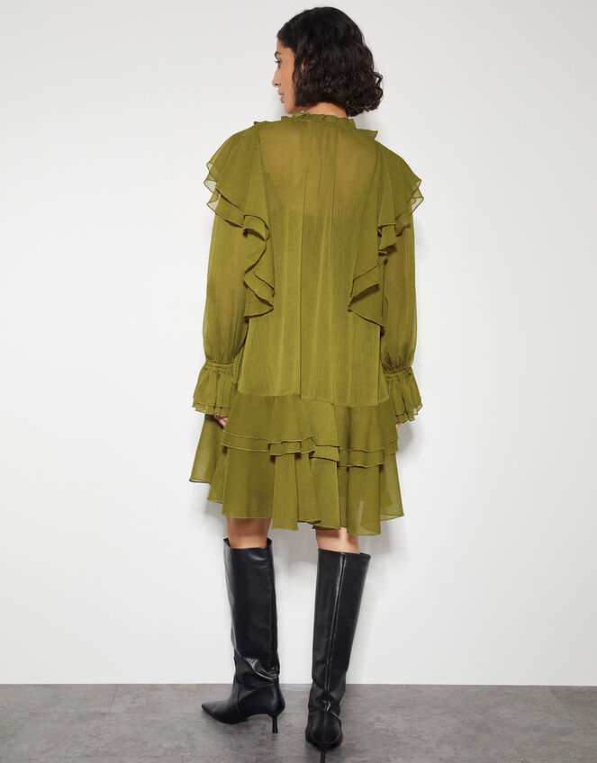 Aria Ruffle Dress, Green (OLIVE), large