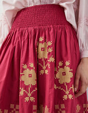 East Diya Embroidered Maxi Skirt, Pink (PINK), large