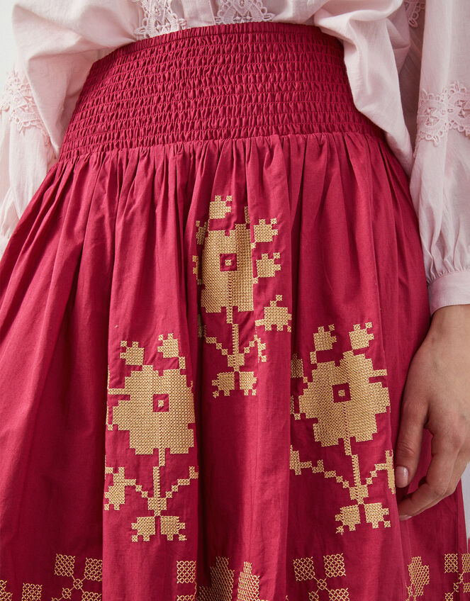 East Diya Embroidered Maxi Skirt, Pink (PINK), large