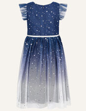 Star Print Ombre Dress, Blue (NAVY), large