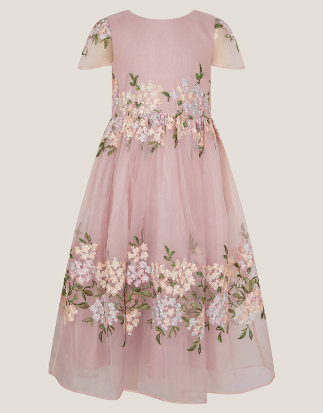 Floral Embroidered Organza Party Dress, Pink (DUSKY PINK), large