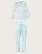 Lightning Bolt Print Pyjama Set in Recycled Polyester, Blue (BLUE), large